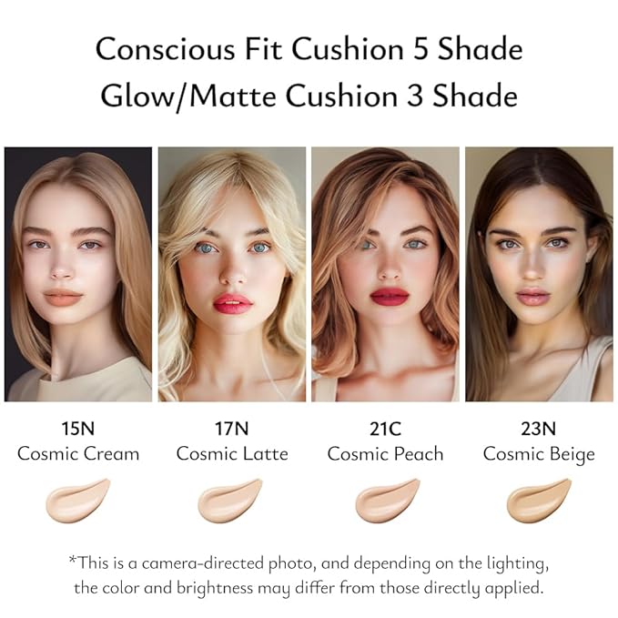MOONSHOT KOREA Conscious Fit Cushion Foundation Medium Coverage, Long-Lasting & Buildable Foundation For A Smooth, Satin Finish, Vegan & Cruelty-Free,k-beauty (15N Cosmic Cream)-VivaGrace Women