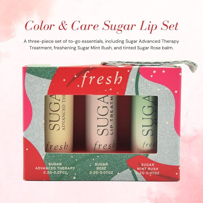 Fresh Color & Care Sugar Lip Set: Sugar Mint Rush Freshening, Rose Tinted Lip Treatment, and Advanced Therapy-VivaGrace Women