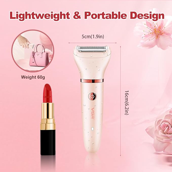 Electric Razor for Women,3 in 1 Shaver Hair Remover for Women Face,Wet & Dry Painless Shaver Bikini Trimmer for Face,Legs and Underarm (Pink)-VivaGrace Women