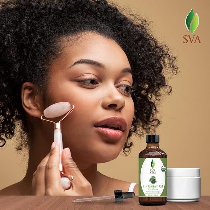 SVA Fir Balsam Essential Oil Organic – 4 Fl Oz – 100% Natural Organic Fir Oil - for Diffuser, Hair Care, Face, Skin Care, Aromatherapy, Scalp and Body Massage, Soap and Candle Making – with Dropper-VivaGrace Women