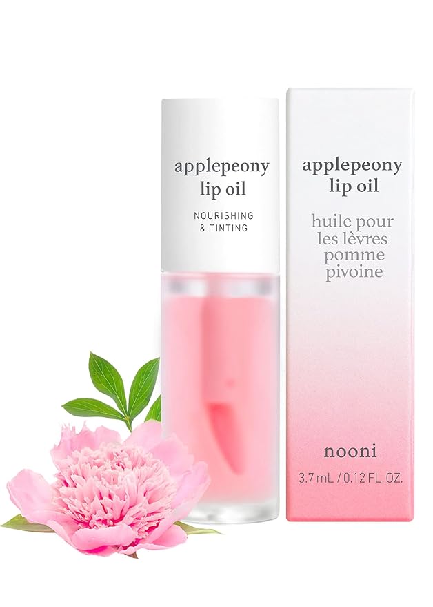 NOONI Korean Vegan Lip Oil - Applepeony, 0.12 Fl Oz + Korean Lip Oil - Applecranberry, 0.12 Fl Oz Bundle-VivaGrace Women