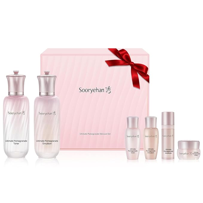Sooryehan Ultimate Pomegranate (Skincare Set, 12.3fl oz) - Improved Skin Elasticity, Reduced Pores/Wrinkles & Gentle Exfoliation, Vitamin C, Adenosine & Niacinamide-VivaGrace Women