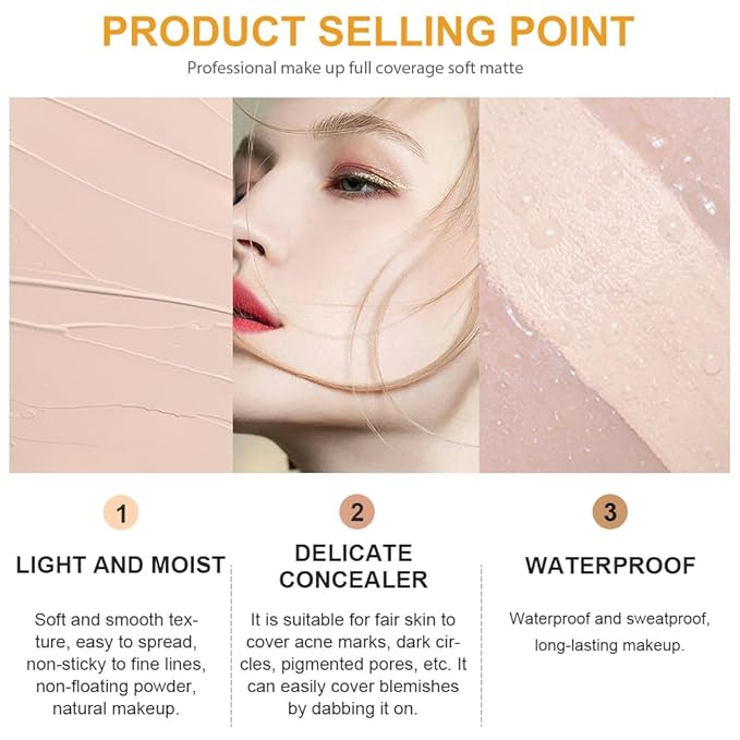Kaely Pot Concealer Set,under Eye for Conceals Dark Circles, Waterproof Face Primer Makeup,Corrects Tattoo Concealer,Foundation Makeup Brush,Eye Ring corrector de ojeras 01, 01 IVORY WHITE-VivaGrace Women