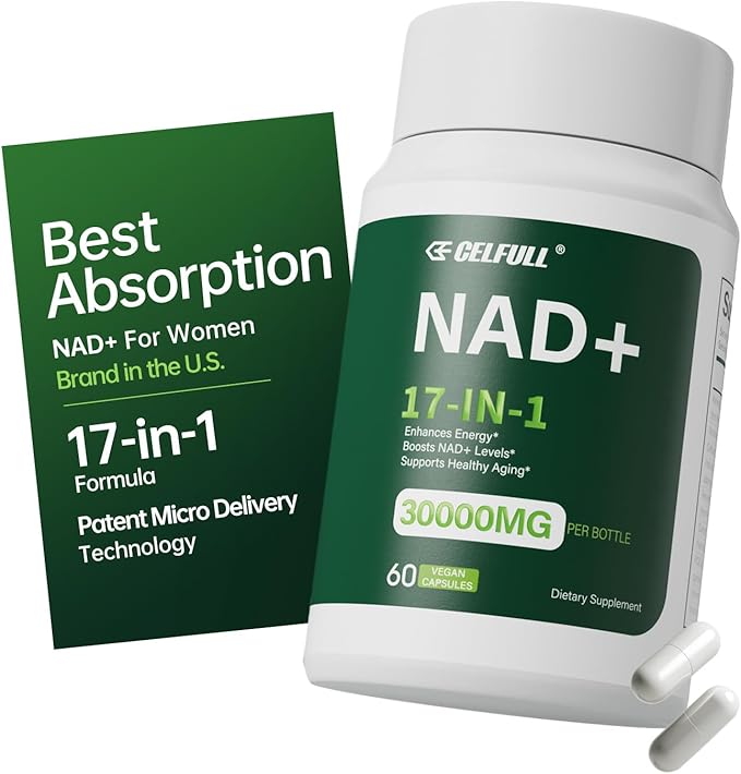 CELFULL NAD Supplement for Women with NADH,Resveratrol,Nicotinamide Riboside,Quercetin-NAD+ Boosting for Anti Aging Cellular Energy &Stamina-30000mg/Bottle-VivaGrace Women