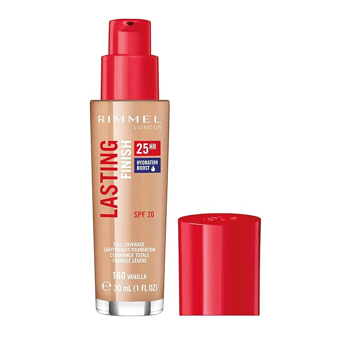 Rimmel London Lasting Finish 25HR - 160 Vanilla - Foundation, 25-Hour Wear, Full Coverage, Waterproof, 1oz-VivaGrace Women