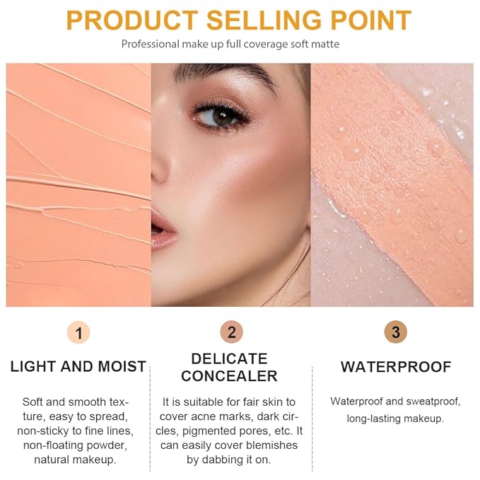 Pot Concealer with Makeup Brush Set,Tattoo Color Correcting Concealer,Full Face Color Correcting Conceal Foundation,Under Eye Concealer Brightener Dark Eye Ring corrector de ojeras (05-MEDIUM HONEY)-VivaGrace Women