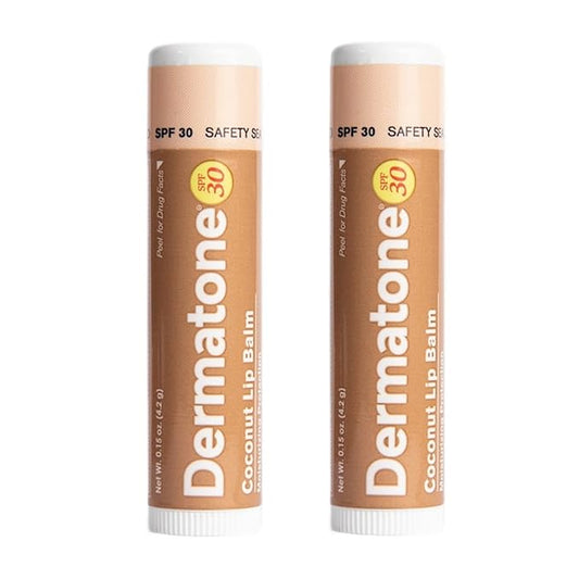Dermatone Coconut Lip Balm SPF 30 | Lip Balm with Sunscreen | Moisturizing with Aloe and Vitamin E | Medicated to Soothe & Replenish Chapped and Cracked Lips (Coconut Lip Balm, 0.15oz Pack of 2)-VivaGrace Women