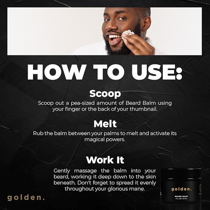 Golden Grooming Co. Beard Balm for Men - Strengthens & Softens Beards and Mustaches - Adds Shine & Tames Flyaway Hair, Beard Styling Balm with Argan Oil - Peppermint Scent - 2 Ounce-VivaGrace Women