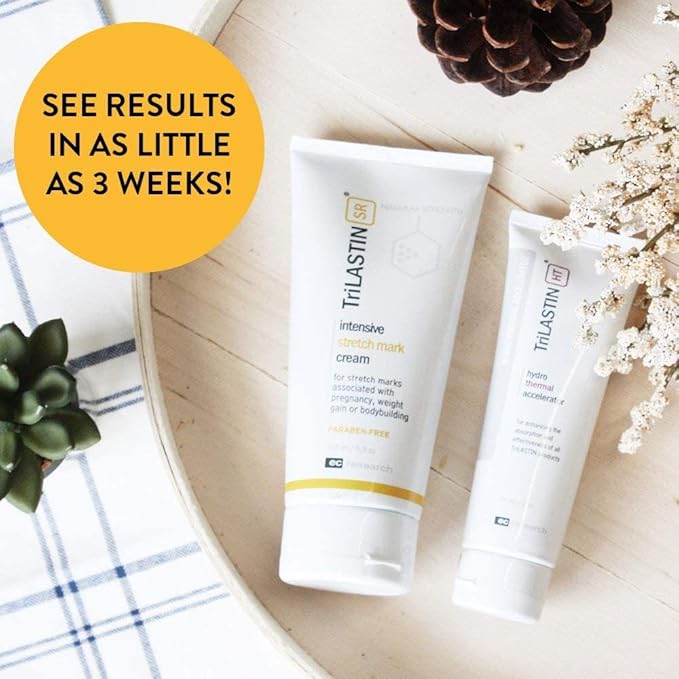 TriLASTIN-SR Intensive Stretch Mark Cream Bundle with Hydro-Thermal Accelerator (5.5 & 3 oz) | Fast-Acting Stretch Marks Cream with Absorption Enhancing Serum | Hypoallergenic & Paraben-free-VivaGrace Women