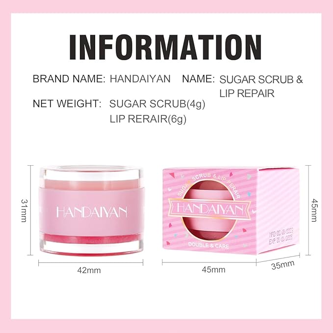 Lip Scrub & Lip Mask Lip Care Kit, Exfoliating Lip Scrub with Double Effect, Repair Lip Mask for Repairs Dry & Cracked & Chapped & Peeling Lips, Lip Care Gift for Women Girl-VivaGrace Women