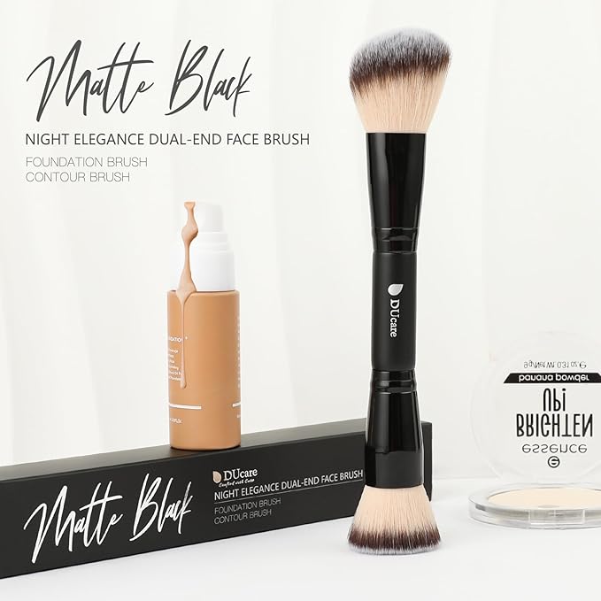 DUcare Foundation Brush Contour Bronzer Double Ended Makeup Brush for Blending Liquid Powder Concealer Cream Blush Buffe Black-VivaGrace Women