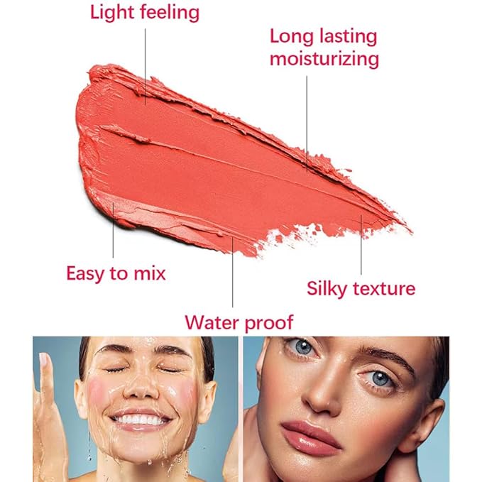 Soft Creamy Highlighter Blush Stick, Silky Smooth Shimmer Bronzer Stick,Waterproof Blendable Natural Glow Highlighter Makeup Stick, Lightweight Body Face Illuminator Luminizer,06 Golden Brown-VivaGrace Women