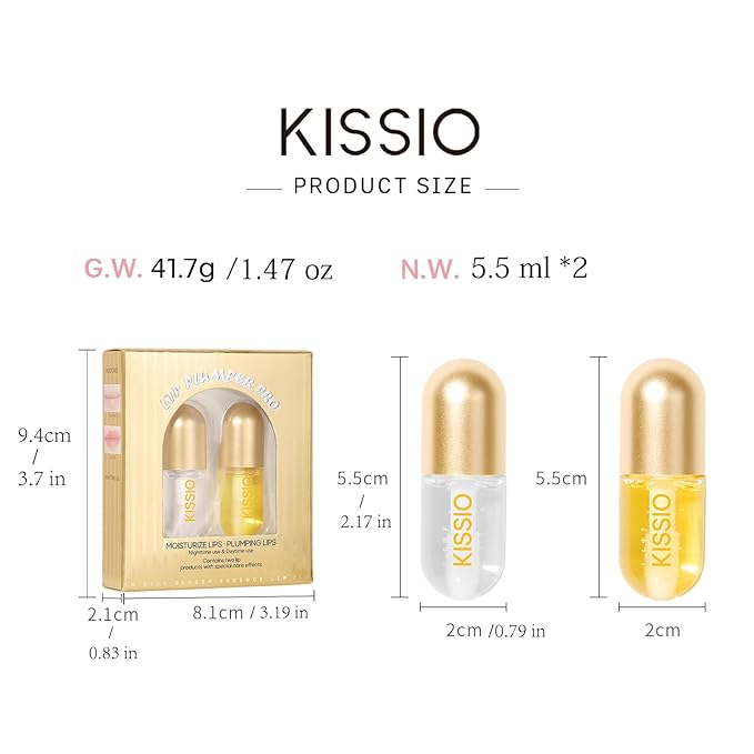 KISSIO Lip Plumper,2 PCS Natural Lip Plumper,Lip Enhancer, Natural Plumping Lip Serum, Lip Plumping Balm,Lip Plumper Pro,Hydrated Beauty Lips 5.5ml, Day And Night-VivaGrace Women