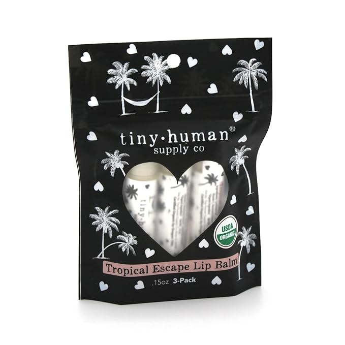 Organic Lip Balm 3 pack, Made with Premium Waxes and Extracts, Certified Organic for Chapped Lips (Tropical Escape)-VivaGrace Women