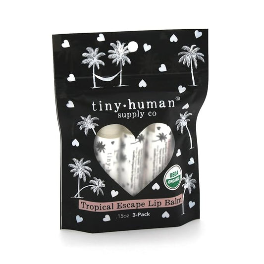 Organic Lip Balm 3 pack, Made with Premium Waxes and Extracts, Certified Organic for Chapped Lips (Tropical Escape)-VivaGrace Women