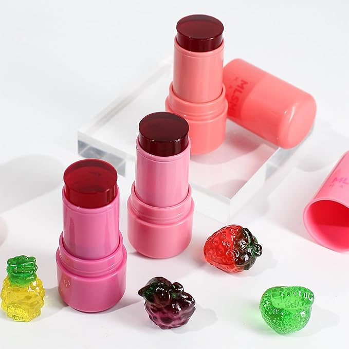 Cooling Water Jelly Tint,Jelly Blush Stick,Long Lasting Milk Jelly Blush Stick-1,000+ Swipes Per Stick,Jelly Texture Moisturising,Buildable Watercolor Finish (B, S)-VivaGrace Women