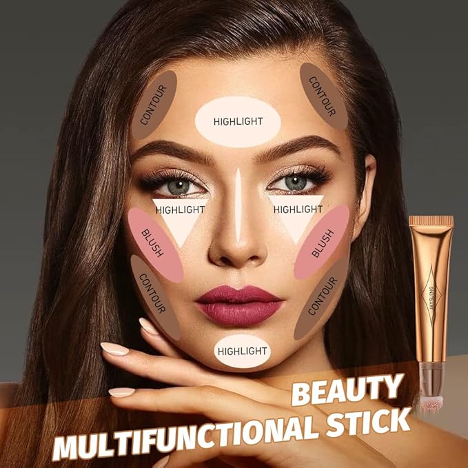Liquid Blush Beauty Wand, Liquid Blush, Blush stick, Liquid Blush for Cheeks, Contour Beauty Wand, Natural Smooth Creamy Highlight Matte Liquid Blush Stick with Soft Cushion Applicator-VivaGrace Women
