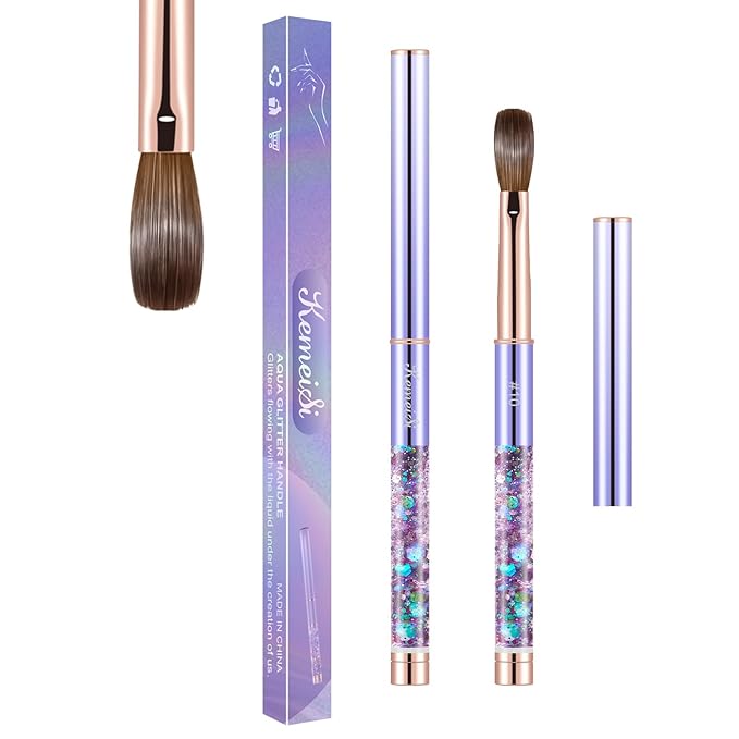 Acrylic Nail Brush Size #10, KEMEISI 100% Pure Kolinsky Nail Art Brushes Sturdy Handle Oval Shaped Acrylic Powder Nail Design Tools for Professional Manicure DIY Home Salon (Purple)-VivaGrace Women