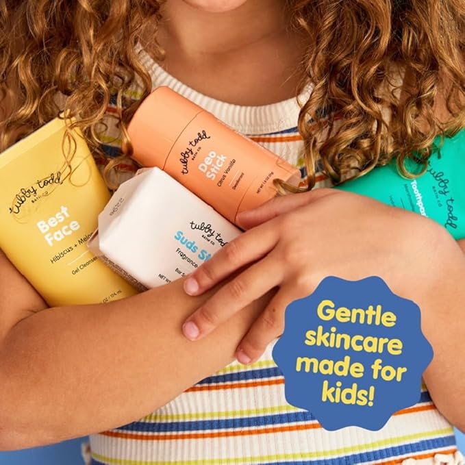 Tubby Todd Kids Sensitive Skincare Routine - The Kickstart Bundle - Gentle Bar Soap, Face Wash, Deodorant, Kids Toothpaste with Hydroxyapetite - Standard Size Scented-VivaGrace Women