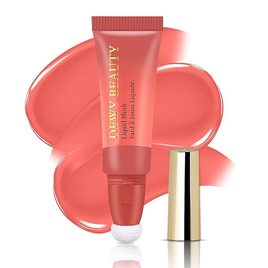 Liquid Blush Makeup Wand, Cream Liquid Blush with Cushion Applicator For Cheeks Tint, Natural-looking, Glow Dewy Finish, Weightless Blendable Liquid Blush Stick | #102 ENERGETIC-Coral Orange-VivaGrace Women