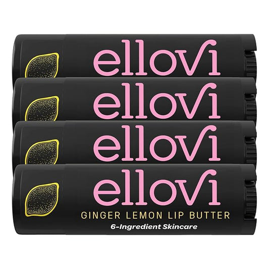 Natural Lip Butter Lip Balm - Ginger Lemon - Pure Enough to Eat - Made With Just 6 Vegan Ingredients - 100% Natural & Organic Moisturizing Lip Care for All Day Hydration (4-Pack)-VivaGrace Women
