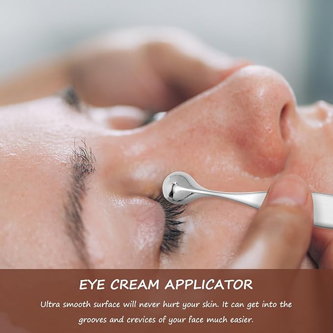 Lurrose 3pcs Eye Cream Applicator Roller Wand Stick Facial Lotion Face Cream Scoop Makeup Spatula Skincare Make Up Tool-VivaGrace Women