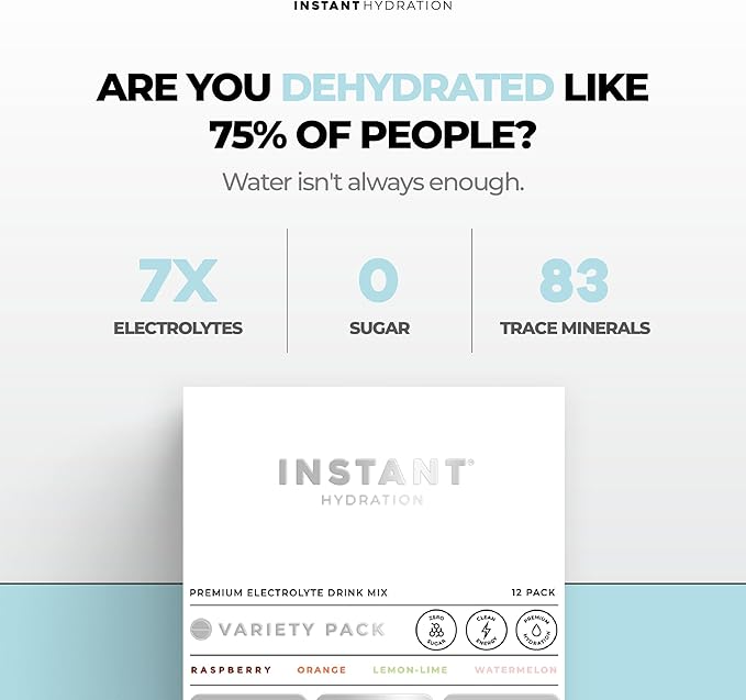 Instant Hydration Electrolytes Powder Packets - Variety Pack - Zero Sugar - Keto, Vegan, Gluten-Free, Non-GMO - Boost Recovery, Brain Function, Muscle & Tissue Health - 12 Sticks-VivaGrace Women
