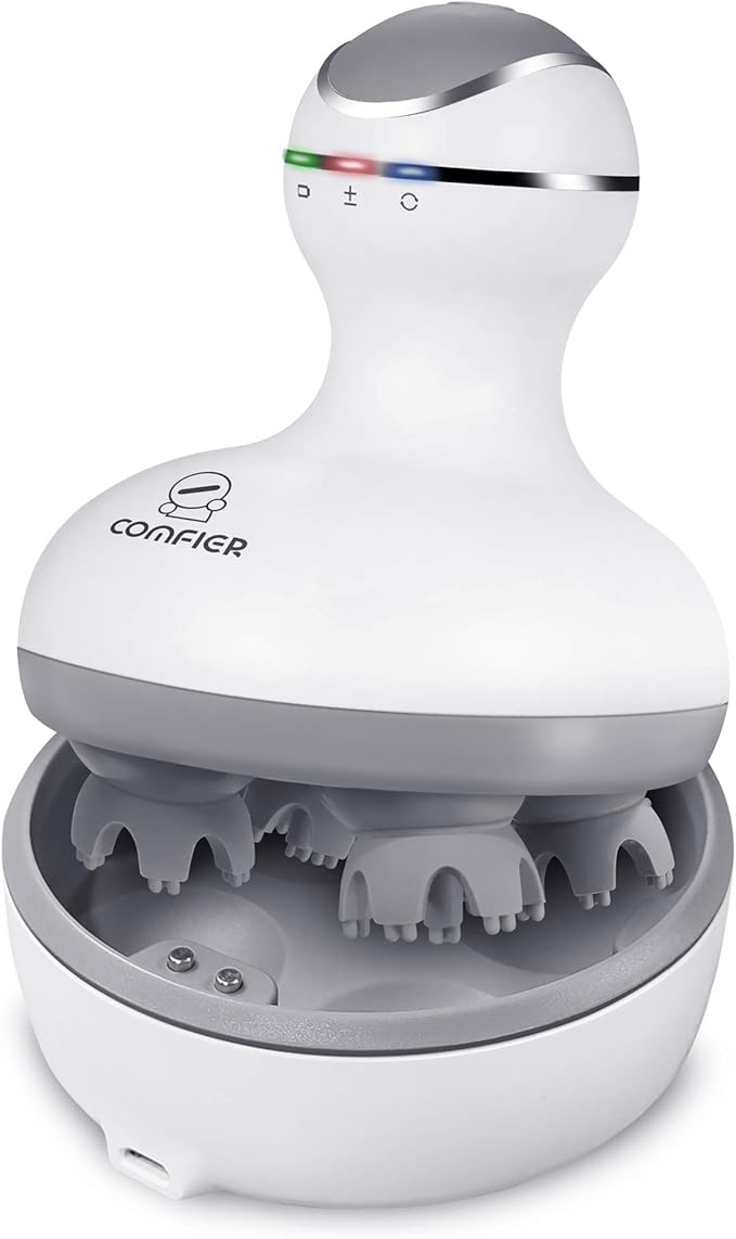 COMFIER Electric Cordless Hair Scalp Massager with Kneading 84 Massage Nodes, Handheld Portable Head Scratcher Massager for Hair Growth, Deep Clean and Stress Relax, Gifts for Men Dad-VivaGrace Women