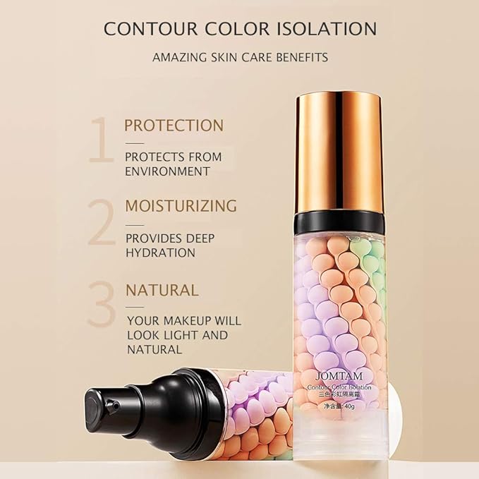 Contour Multi-Color Pink Green Purple Isolation Waterproof Natural Makeup Protection Hydration Oil Balance Moisturizing 40g-VivaGrace Women