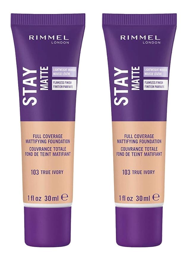 Rimmel Stay Matte Liquid Foundation, True Ivory, 1 Fl Oz, 2 Count (Pack of 1)-VivaGrace Women