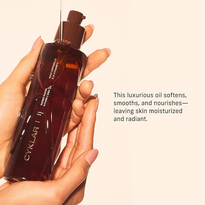 Vitamin C Body Oil for Women and Men. Moisturizing Sacred Santal Scented Body Serum for Glowing Skin. Nourishing, Hydrating After-Shower and Bath Skin Care Moisturizer, 4.2 Fl Oz-VivaGrace Women