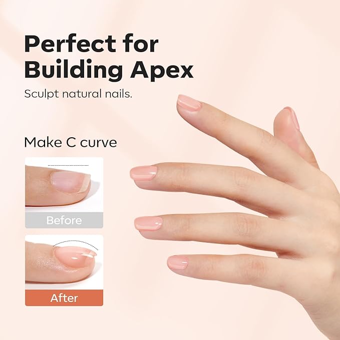 modelones Builder Nail Gel, 8-in-One Sheer Nude Pink Builder, Apricot Blush Pink Rubber Base for Nail Thickening Apex Building LED Lamp Cured Hard Strengthener Extend Color Gel Polish for DIY Salon-VivaGrace Women