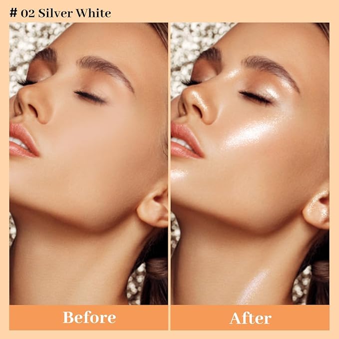 UCANBE Hydrating Body Glitter Dewy Highlighter Makeup Luminizer Drops Body Shimmer Liquid Face Glow Sparkles for Women Gifts (Rose Gold - 03)