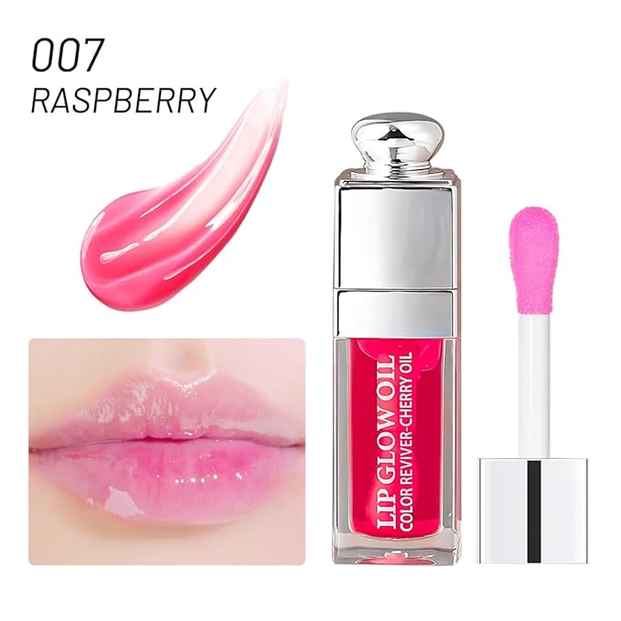 Hydrating Lip Glow Oil, Moisturizing Plumper Lip Gloss, Transparent Plumping Balm, Tinted Balm Care 0.2 OZ - 007 RASPBERRY-VivaGrace Women