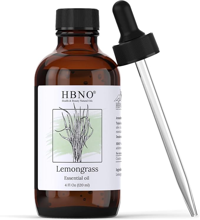 HBNO California Bottled Lemongrass Essential Oil 4 fl oz (120ml) - Natural Lemongrass Oil, Perfect for Cleaning, Aromatherapy, DIY, Soap & Diffuser -VivaGrace Women