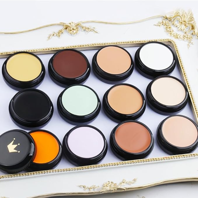 Kaely Color Correcting Concealer,Cream Pot Concealer Full Coverage,under Eye Concealer Palette for Conceals Dark Circles,Waterproof Foundation Face Makeup,11 Black-VivaGrace Women