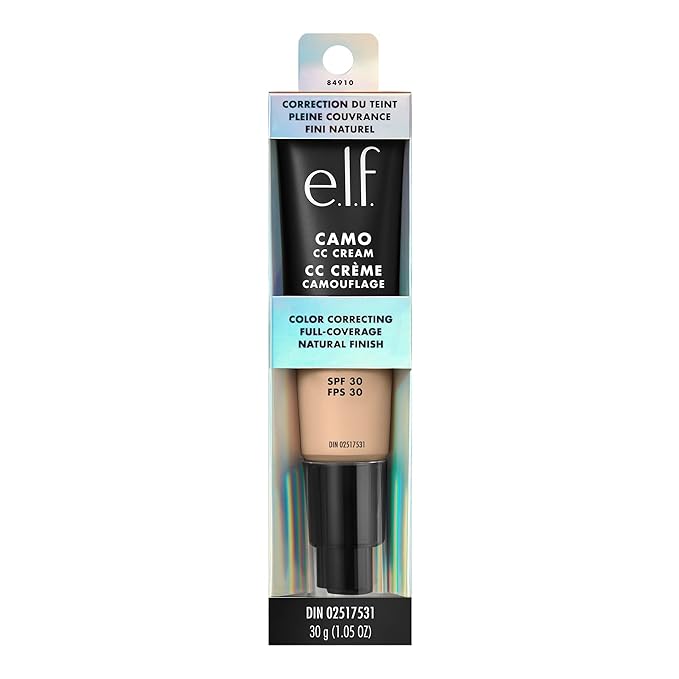 e.l.f. Camo CC Cream, SPF 30 Color-Correcting Medium-To-Full Coverage Face Foundation, Delivers An Airbrushed Finish, Vegan & Cruelty-Free, Rich 650 C-VivaGrace Women