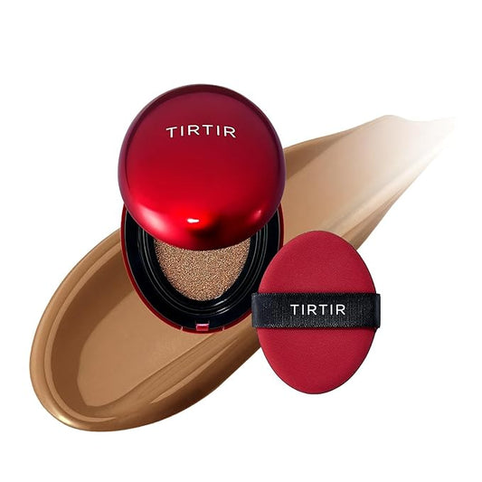 [*Mini Size*] TIRTIR Mask Fit Red Cushion Foundation | Full coverage, Weightless, Skin fit, Satin Glow Finish, Korean Makeup, beauty, Tattoo cover up, Buildable (#43N Deep Cocoa, 0.15 Fl Oz)-VivaGrace Women