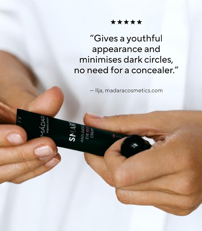 MÁDARA Organic Skincare | SMART Anti-Fatigue Eye Rescue Cream - 15 ml, With a Smart Antioxidant Complex, Natural Aescin And Caffeine, 100% Natural Origin, Vegan, Ecocert Certified-VivaGrace Women