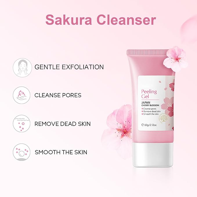 Sakura Skin Care Set, Face Care Sets for Women, 5Pcs Face Moisturizer Set Include Sakura Cream, Sakura Cleanser, Sakura Serum, Sakura Eye Cream, Sakura Mud Mask, Skin Care Gift Set for Teen Girls-VivaGrace Women
