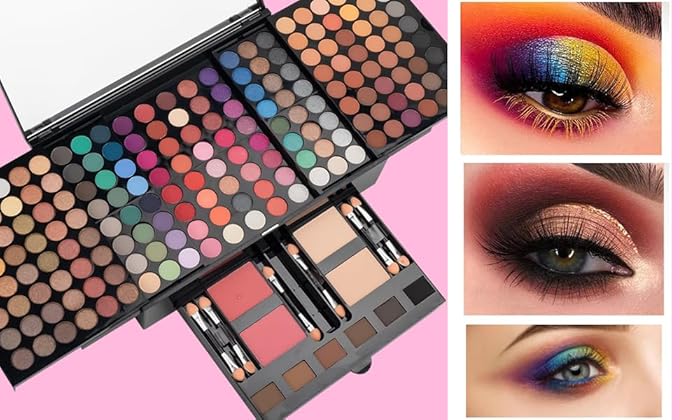 194 Colors Eyeshadow Makeup Palette, Makeup Palette Set with Eyeshadow Blusher Eyebrow Powder Mirror Applicators, All in One Makeup Eye Shadows Cosmetics Gift Kit-VivaGrace Women