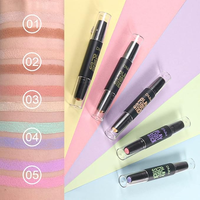 5Pcs Cream Contour Sticks Makeup Kit,Primer Face Makeup Highlighter Stick Contouring Makeup Kit for Beginners,Highlight and Contour Kit,Cream Concealer Makeup Blur Stick-VivaGrace Women