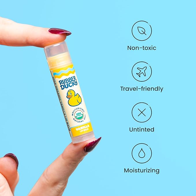 Rubber Ducky Sunscreen - Organic Lip Balm for Women, All Natural Lip Balm Stick with Vitamin E - Moisturizing & Hydrating Lip Balm for Dry Lips - Untinted and Non-Toxic Lip Care - Vanilla, 3 Pack-VivaGrace Women
