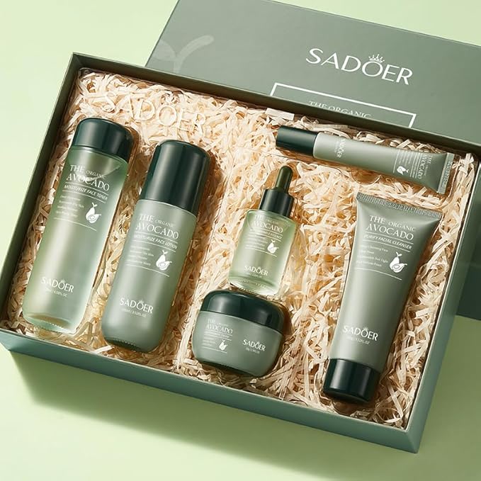 Avocado Skincare Sets, 6Pcs Skincare Gift Set with Facial Cleanser, Face Serum, Face Cream, Eye Cream, Toner, moisturizing Lotion, Anti Aging Skin Care Sets & Kits, Hydrating Facial Kit for women-VivaGrace Women