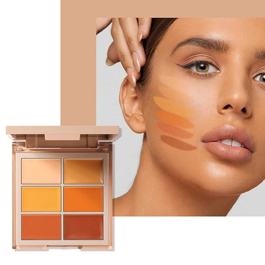MAEPEOR Face Conceal Contour Palette 6 Colors Full Coverage and Lightweight Concealer Contour Palette Waterproof Long Lasting Contour Palette (Color 03)-VivaGrace Women