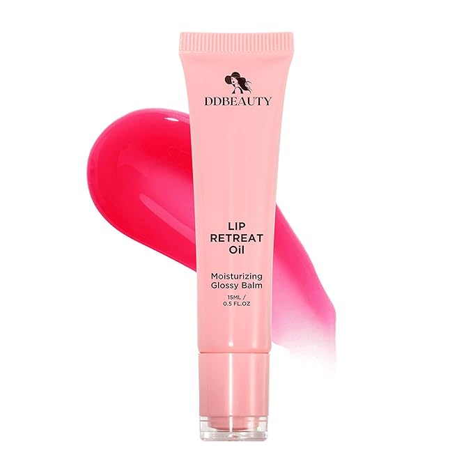 LIP RETREAT OIL, Sheer Color, Mineral Based with Vitamin E, Squalane, Non-Sticky, Glossy Balm, Moisturizing, Nourishes, Protects, Softens and Revitalizes The Lips (Strawberry)-VivaGrace Women