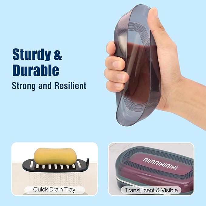 Shampoo Bar Holder Travel Case, Large Soap Holder for 5 oz/10 oz Oversized Bars, Durable & Versatile Storage Soap Container with Drainage Layer (1 Pack, Black Style A-Large)-VivaGrace Women