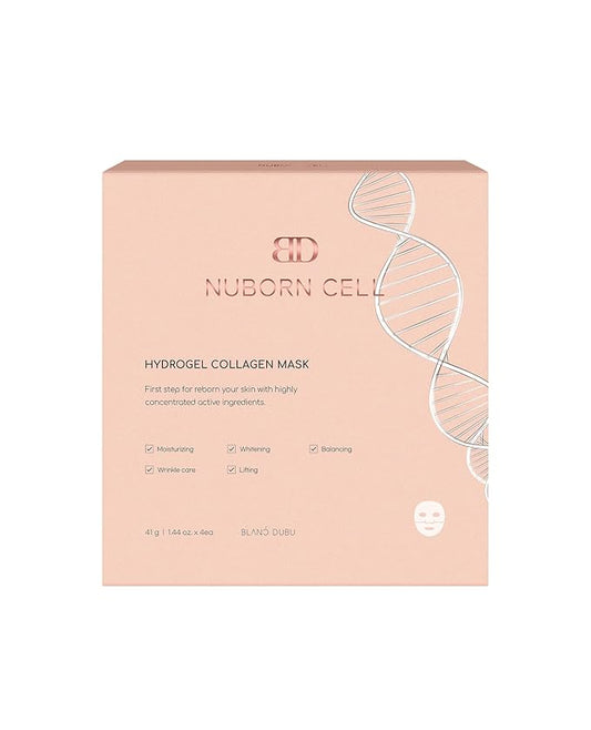 Nuborn Cell Hydrogel Collagen Mask | Advanced Stem Cell Face Mask for Dry Skin | 2% Niacinamide, Peptides, Collagen, and Hyaluronic Acid | Made in Korea, (4 masks) Pack of 1-VivaGrace Women