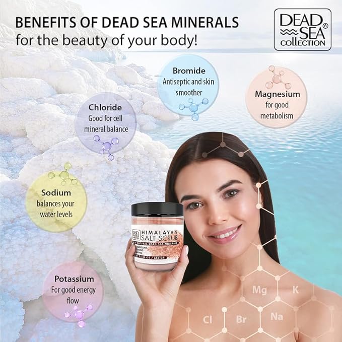 Dead Sea Collection Himalayan Salt Scrub – Exfoliating Body Scrub for Women – Moisturizing and Nourishing Skin – with Pure Oils and Dead Sea Minerals (23.28 Oz)-VivaGrace Women
