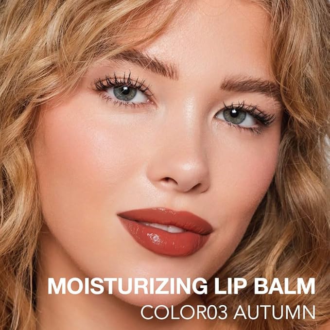1Pcs Tinted Lip Balm Moisturizing Lipstick – Warm Orange Brown Sheer Hydrating Lip Color for Dry Lips – Nourishing Lip Balm for All Women with a Subtle Natural Scent (S03 Autumn)-VivaGrace Women